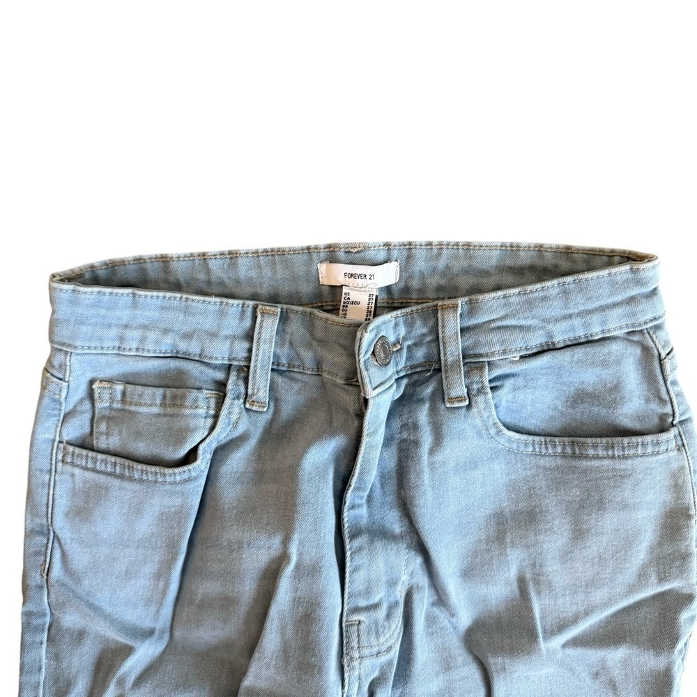 Forever 21 Skinny Jeans Light Wash Blue High Rise Raw Hem Women 27 - Picture 6 of 7